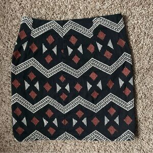 W Vintage Forever 21 Black Geometric Embroidered Mini Skirt Size XS |B27
